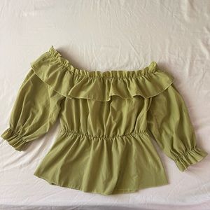 SHEIN womens Off the Shoulder Top in green size L